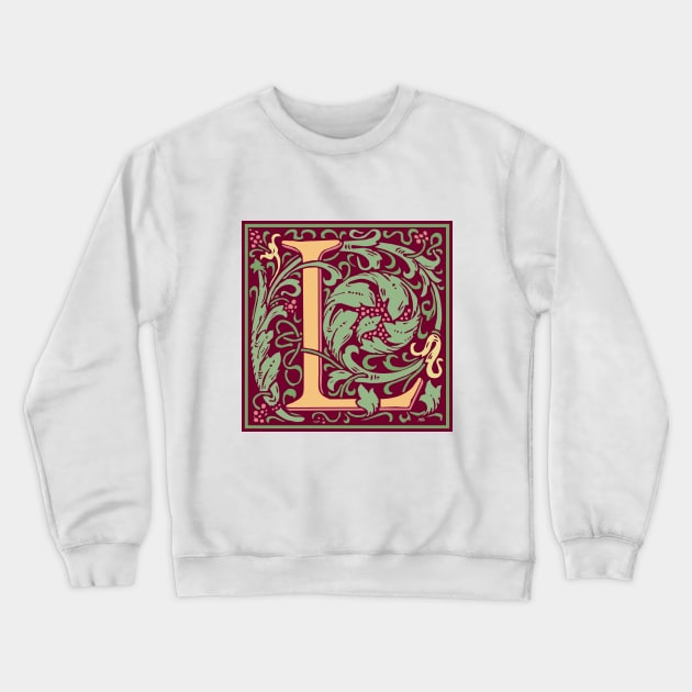 William Morris Vintage Letter L Crewneck Sweatshirt by MatchbookGraphics